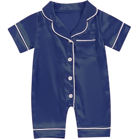 hengsof Childrens Short Sleeve Romper Pajamas for Summer Solid Color One Piece Sleep and Play Suit Air Conditioner Comfort Wear