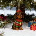 thumbnail image 1 of hengsof Christmas Hanging Ornaments Funny Acrylic Xmas Tree Hang Decorations, Dachshund Decor Dog Figurines Gifts for Spring Party Supplies Rearview Mirror Home, 1 of 4