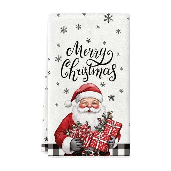 hengsof Christmas Kitchen Towels Christmas Theme Absorbent Microfiber Dish Towels for Kitchen, Red Cute Holiday Designs with Xmas Tree for Decoration, Gifting, Housewarming