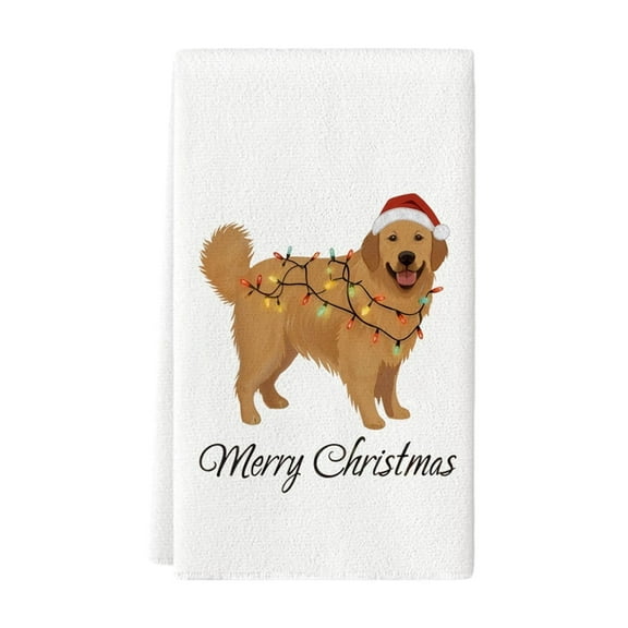 hengsof Christmas Kitchen Towels Christmas Theme Absorbent Microfiber Dish Towels for Kitchen, Red Cute Holiday Designs with Xmas Tree for Decoration, Gifting, Housewarming