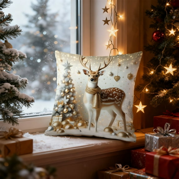 hengsof Christmas Linen Pillow Cover Decorative Cushion for Sofa Living Room Bedroom Seating Home Festive Accents Ideal for Christmas