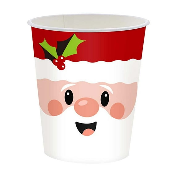 hengsof Christmas Party Tableware Set Cute Santa Claus Dinnerware Kit Paper Plates Disposable Napkins Cups Forks Spoons Knives for Xmas Holiday Dinner Supplies