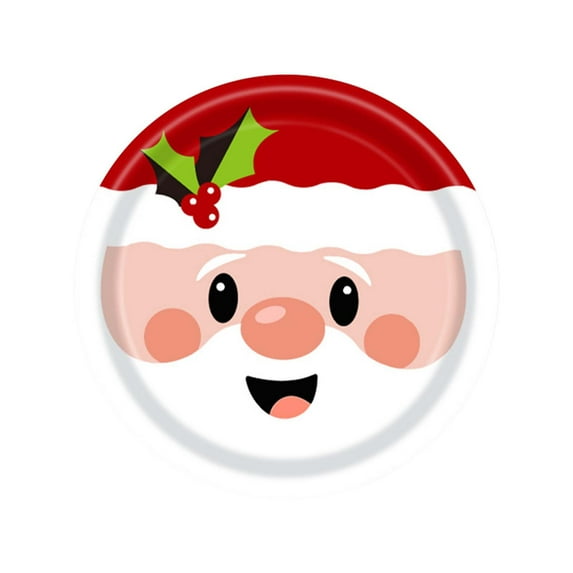 hengsof Christmas Party Tableware Set Cute Santa Claus Dinnerware Kit Paper Plates Disposable Napkins Cups Forks Spoons Knives for Xmas Holiday Dinner Supplies