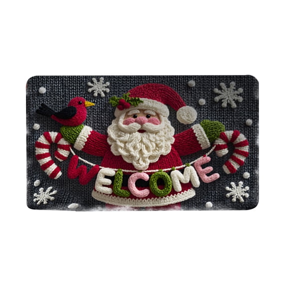 hengsof Christmas Rug Kitchen Bathroom Rugs for Entryway,Washable Soft Non-Slip Christmas Tree Santa Claus Area Rug,Door Mat for Winter Living Room Bedroom Holiday Decor