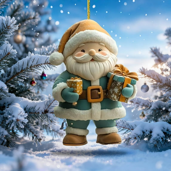 hengsof Christmas Santa Claus Acrylic Flat Pendant, Christmas Tree Hanging Decorations, Festive Holiday Ornaments