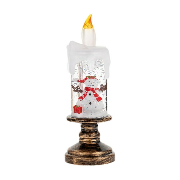 hengsof Christmas Snow Globe Candle Lantern, Rotating Glitter Water, Flameless LED Candle, Vintage-Style Holiday Decoration for Tabletop & Mantel