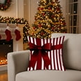 thumbnail image 1 of hengsof Christmas Throw Pillow Covers Set Of 3 Red White Stripe With Bow Wreath And Flowers Decorative Cushion Covers For Sofa Bed, 1 of 6