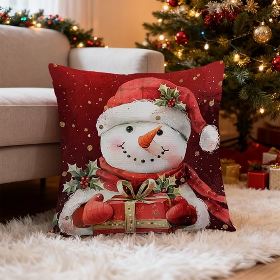 hengsof Christmas Vibe Printed Pillowcase Decorative Cushion for Living Room Sofa Bedroom Seating Home Festive Displays Perfect for Christmas