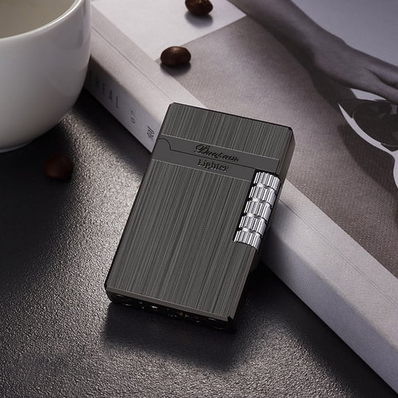 hengsof Classic Lighter, Butane Brushed Metal Lighter, Side Slide Lgnition Steel Tone Trench Lighter for Men Dad Husband Gift Collect
