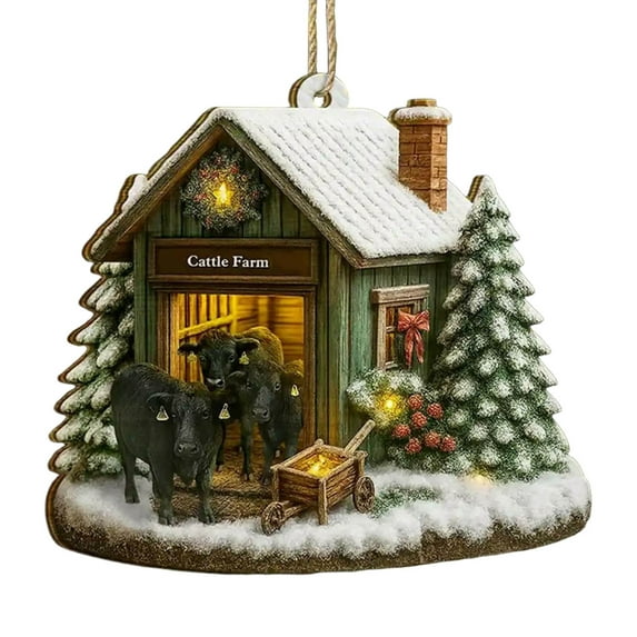 hengsof Cozy Farm Cottage Themed Christmas Pendant Flatbed Car Acrylic Ornament for Tree Branches Shelves Farmhouse-Style Home Ambiance Perfect for Christmas