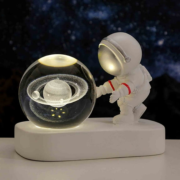 hengsof Crystal Ball 3D Moon Lamp, Astronaut Crystal Moon Night Light, Crystal Ball with Astronaut & LED Light Base Birthday Gift for Teens Boys and Girls