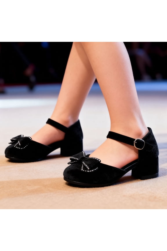 Crystal Embellished Fashion Shoes for Girls, Adjustable Strap Dress Shoes, Comfortable Party Shoes for Dance and Performances