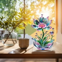 hengsof Crystal Figurine Lotus Flower Decor Butterfly Gifts for Women Glass Ornaments Sparkle Crysta Reflection Lotus Flower Glass Home Decor