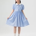 thumbnail image 1 of hengsof Cute Children's Dress with Cute Collar Short Sleeves Button Down Design Sweet Polka Dot Pattern Everyday Princess Style, 1 of 8