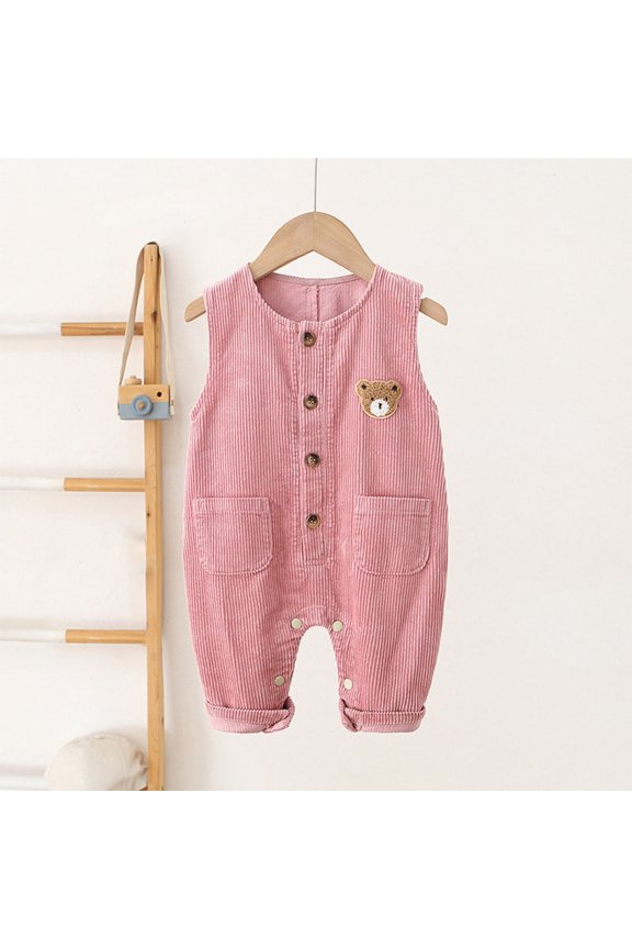 Cute Overalls for Toddlers, Classic Sleeveless Crew Neck Jumpsuit for Spring and Summer, Soft and Comfortable Toddler Sportswear, Suitable for 2 to 8 Years