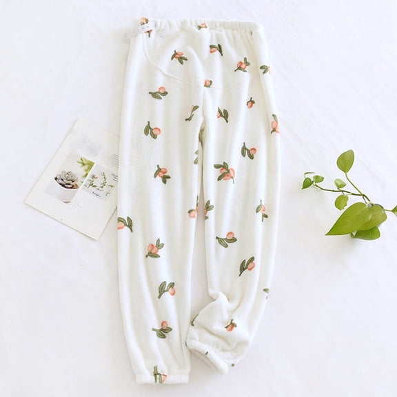 hengsof Cute Patterned Maternity Thermal Pants Comfortable and Soft Long Pants for Sleep and Relaxation