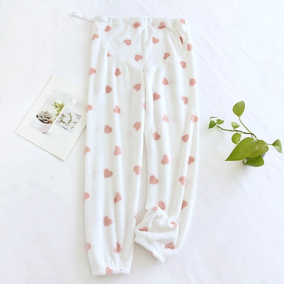 hengsof Cute Patterned Maternity Thermal Pants Comfortable and Soft Long Pants for Sleep and Relaxation