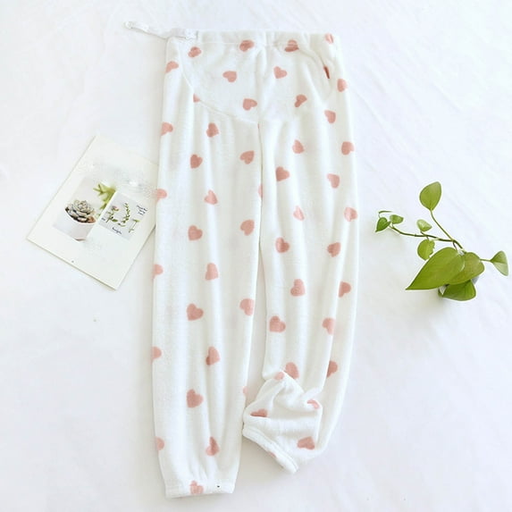 hengsof Cute Patterned Maternity Thermal Pants Comfortable and Soft Long Pants for Sleep and Relaxation