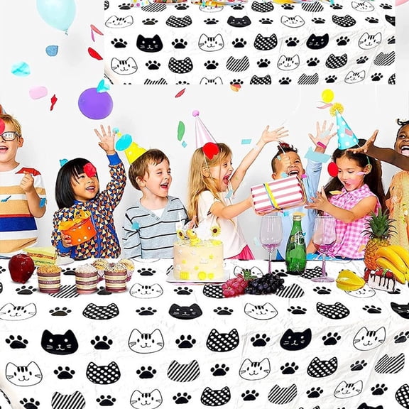 hengsof Cute Pet Cat Printed Party Tablecloth Cat Party Supplies Party Decorations for Party Supplies Rectangular Picnic Tablecloths
