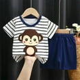thumbnail image 1 of hengsof Cute Printed Cotton Summer Outfit for Boys Girls, Kids Short Sleeve Crew Neck Graphic T-Shirt Elastic Waist Shorts Two Piece Set Stylish Comfortable Children's Shirt Set, 1 of 4