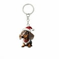 thumbnail image 1 of hengsof Dachshund-Themed Christmas Hat Acrylic Keychain Cute Pendant for Backpacks Car Keys Holiday Gift-Giving Daily Accessories Ideal for Christmas, 1 of 6