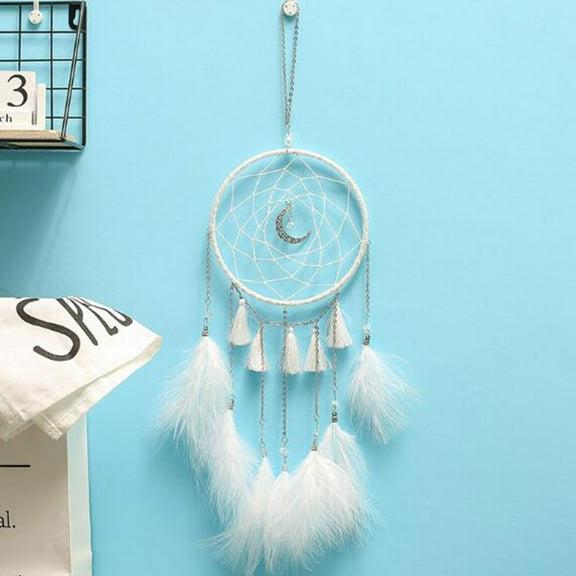 hengsof Dream Catcher with LED String Lights Handmade Boho Macrame Wall Hanging Photo Display Woven Decoration Ornament with Photo Clips for Room Wedding Home Decor