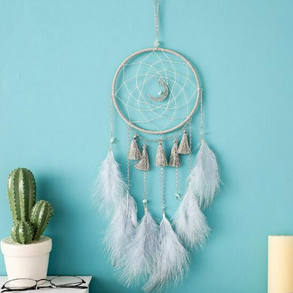 hengsof Dream Catcher with LED String Lights Handmade Boho Macrame Wall Hanging Photo Display Woven Decoration Ornament with Photo Clips for Room Wedding Home Decor