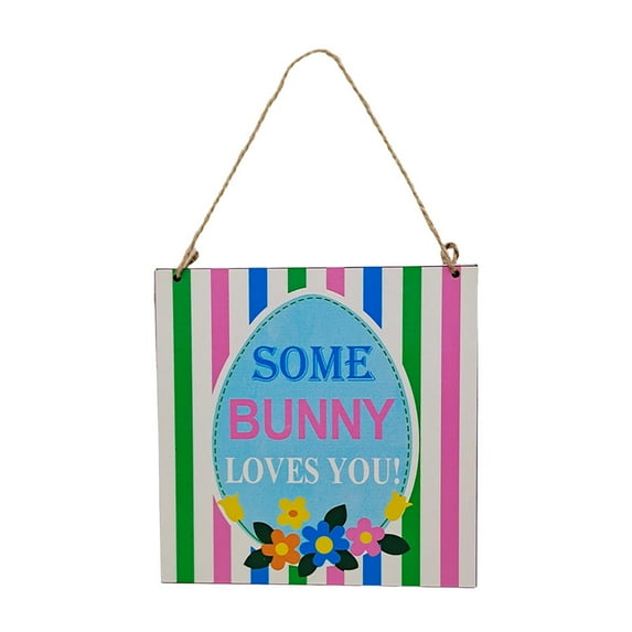 hengsof Easter Ornaments Hanging Wooden Signs Easter Eggs Bunny Truck Rustic Decorations Easter Spring Wood Ornament for Home Party