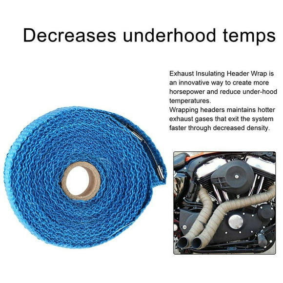 hengsof Exhaust Heat Wrap Roll, Exhaust Heat Header WrapTies, Silver Fiberglass Pipe Wrap Exhaust Heat Shield Tape for Car, Motorcycle Exhaust Manifold Pipes
