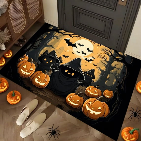 hengsof Fall Pumpkins Door Mat Front Doormat Halloween Home Decor Indoor Outdoor Rug Welcome Decorative Mat for Thanksgiving Seasonal Kitchen Entrance Floor Decoration