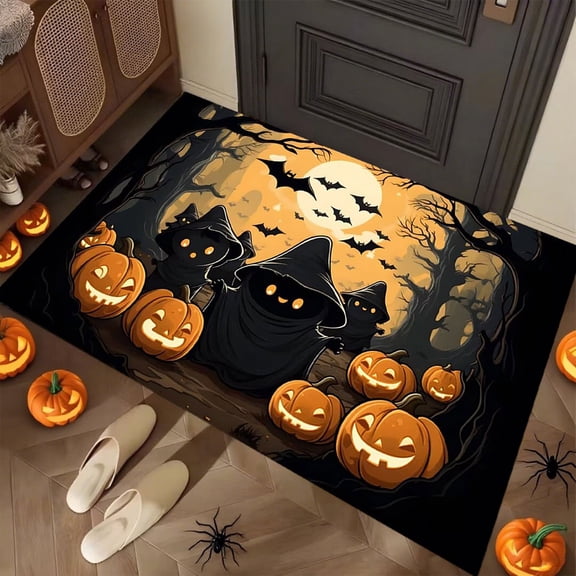 hengsof Fall Pumpkins Door Mat Front Doormat Halloween Home Decor Indoor Outdoor Rug Welcome Decorative Mat for Thanksgiving Seasonal Kitchen Entrance Floor Decoration
