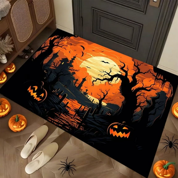 hengsof Fall Pumpkins Door Mat Front Doormat Halloween Home Decor Indoor Outdoor Rug Welcome Decorative Mat for Thanksgiving Seasonal Kitchen Entrance Floor Decoration