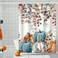 thumbnail image 1 of hengsof Fall Pumpkins Maple Leaf Shower Curtain, Autumn Leaves Harvest Thanksgiving Farmhouse Watercolor Seasonal Bathroom Curtain Punch-free, 1 of 6