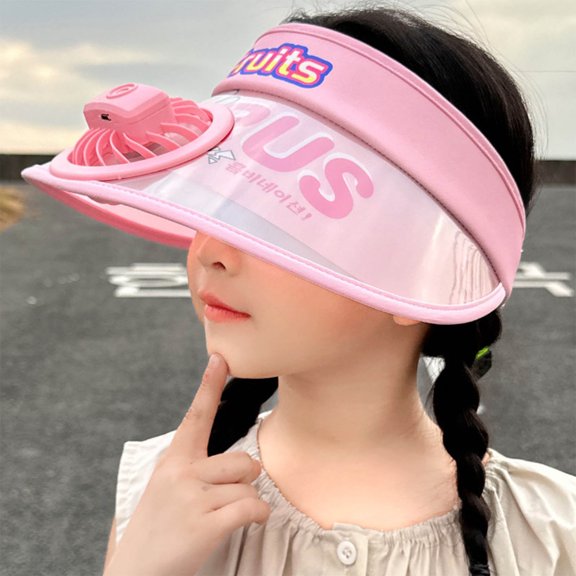 hengsof Fashionable Children's Hats Sun Visor Hat with Fan, Large Area Sun Protection, Adjustable Bunny Summer Sun Hats, Boys and Girls Large Brim Fan Hats