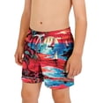 thumbnail image 1 of hengsof Fashionable Printed Swim Trunks for Boys, Summer Drawstring Elastic Waist Beach Casual Shorts with Pockets, 1 of 5