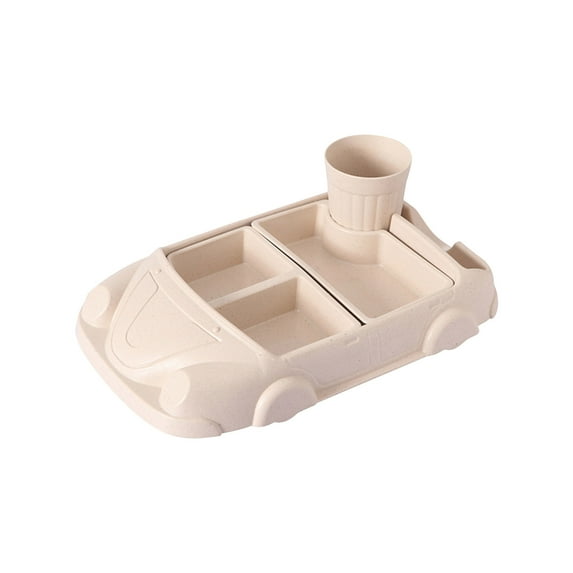 hengsof Fiber Car Food Tray Division Cute Split Design Set Bowl Tableware Car-shaped Dinner Tray Compartment Bowl Food re-usable