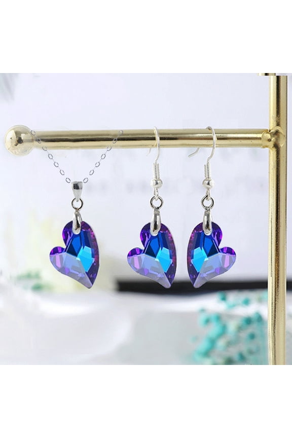 Flash Drill Fashion Jewelry Set, Women's Pendant Earrings and Necklace Collection, Sparkling Matching Suite, Cubic Zirconia Party Accessory Gift