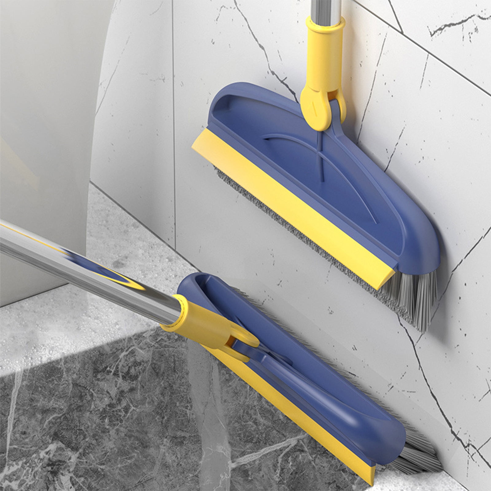 hengsof Floor Scrub Brush, 2in1 Stiff Bristle Brush and Soft Scrape