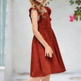 thumbnail image 1 of hengsof Girl'S Denim Ruffled Sleeve Dress Fitted Waist Short Sleeveless Round Neck Dress Summer Casual Dress Princess Dress, 1 of 6