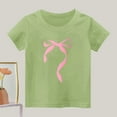 thumbnail image 1 of hengsof Girl's Bow Graphic Tees Short Sleeve Crewneck Cute Shirts for Girls Trendy, 1 of 3