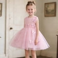 thumbnail image 1 of hengsof Girl's Butterfly Embroidered Pouf Princess Dress Suitable for Children Aged 0-8 Fashion Sleeveless Performance Dress Suitable for Piano Recitals, 1 of 7