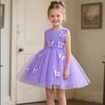 thumbnail image 1 of hengsof Girl's Butterfly Embroidered Pouf Princess Dress Suitable for Children Aged 0-8 Fashion Sleeveless Performance Dress Suitable for Piano Recitals, 1 of 8