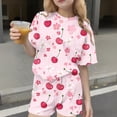 thumbnail image 1 of hengsof Girl's Two Piece Fashionable Print Patterns Sets Short Sleeve Crew Neck Cute Tops and Shorts Summer Casual Clothes 3-15Y, 1 of 5