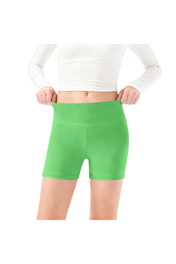 Girls Athletic Shorts Kids High Waisted Yoga Dance Biker Shorts Comfy Gymnastics Shorts 5-14Y