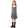 thumbnail image 1 of hengsof Girls Back to School Pleated Dress Fashion Button Solid Color Sleeveless School Style Dress Sleeveless Round Neck Casual Dress Everyday Comfort Dress 3-15 Years Old, 1 of 4