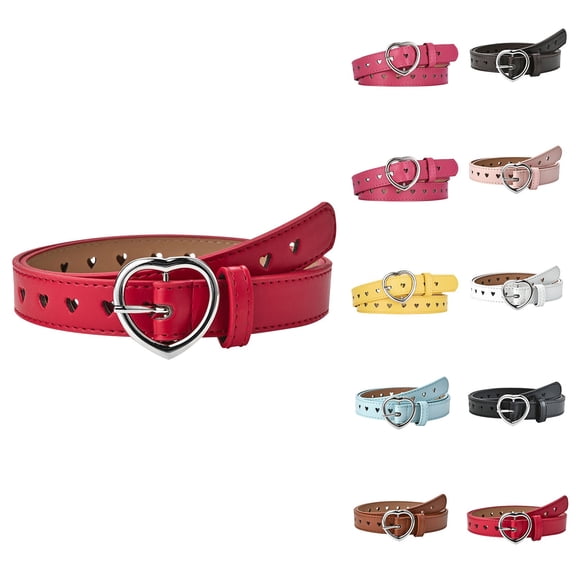 hengsof Girls Belt Cute Heart Shape With Metal Buckle Elastic Stretch Adjustable Waist Belt for Girls Jeans Dress