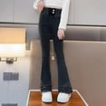 thumbnail image 1 of hengsof Girls Bootcut Denim Jeans for 4-13 Years, Design Detail Hem Slimming Pants, Fashion Everyday Casual Wear, 1 of 4