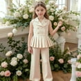 thumbnail image 1 of hengsof Girls’ Clothing Sets Sleeveless Button Down Top Wide Leg Pants Summer Outfits Cute Kids Clothes, 1 of 6