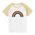 thumbnail image 1 of hengsof Girls Colorful Printed Raglan Short Sleeve T-Shirt Fashionable Graphic Casual Crew Neck Top Soft Comfortable Shirt, 1 of 7