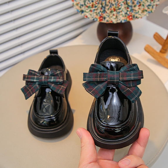 hengsof Girls' Cute Bow School Uniform Classic Shoes Spring Summer Soft Sole Casual Leather Shoes Fashion Performance Shoes